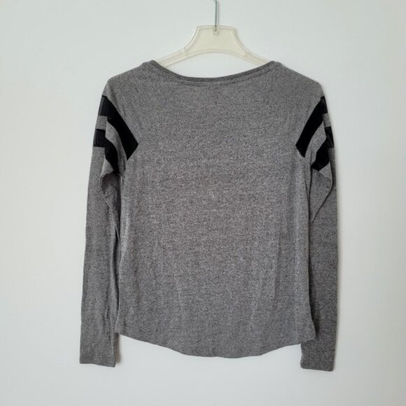 H&M Mesh Striped Gray Long Sleeve Top Size XS Black Grunge Goth Skater Sporty - Picture 2 of 4
